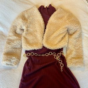 Trendy cropped teddy jacket